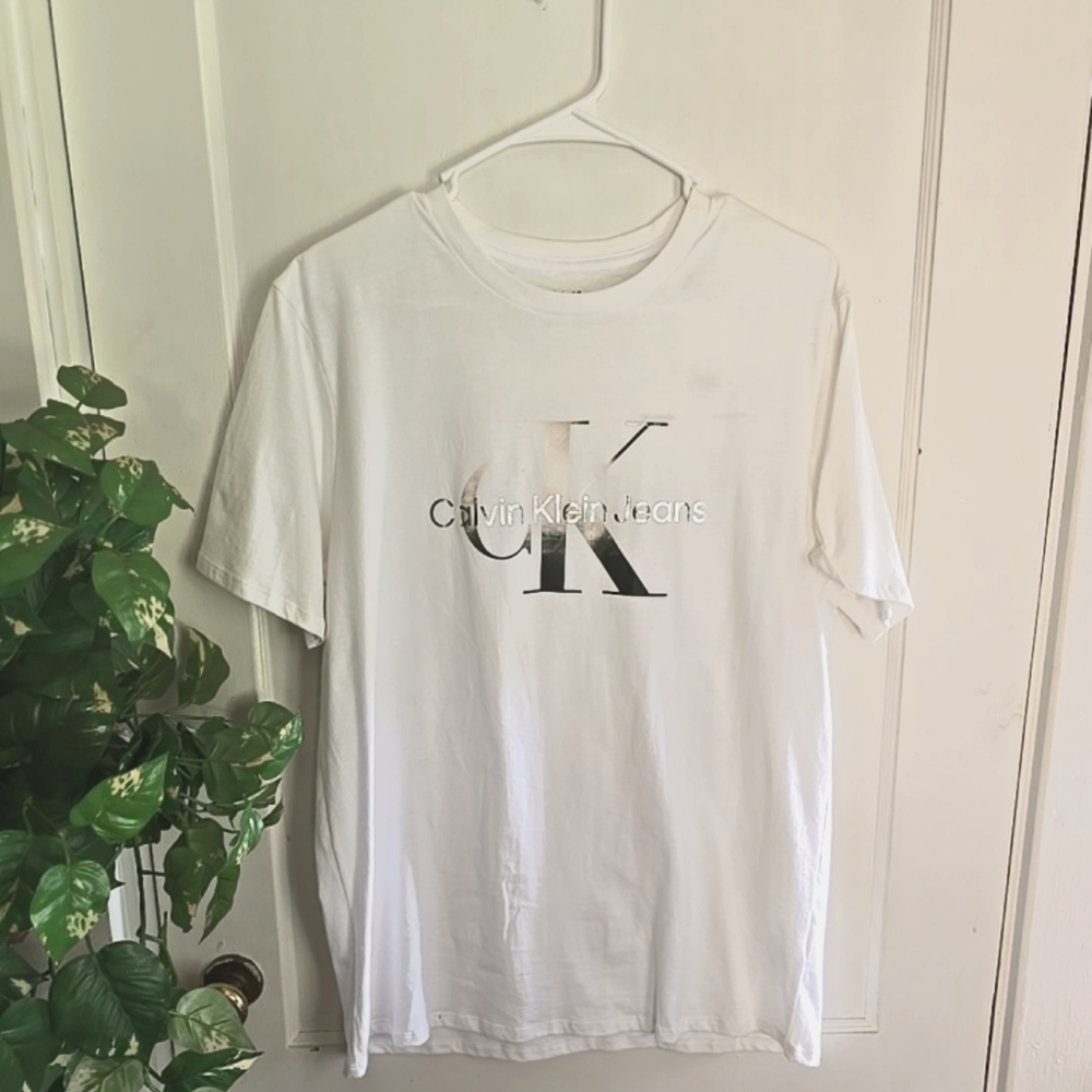 Calvin Klein Mens White Logo T-Shirt Medium